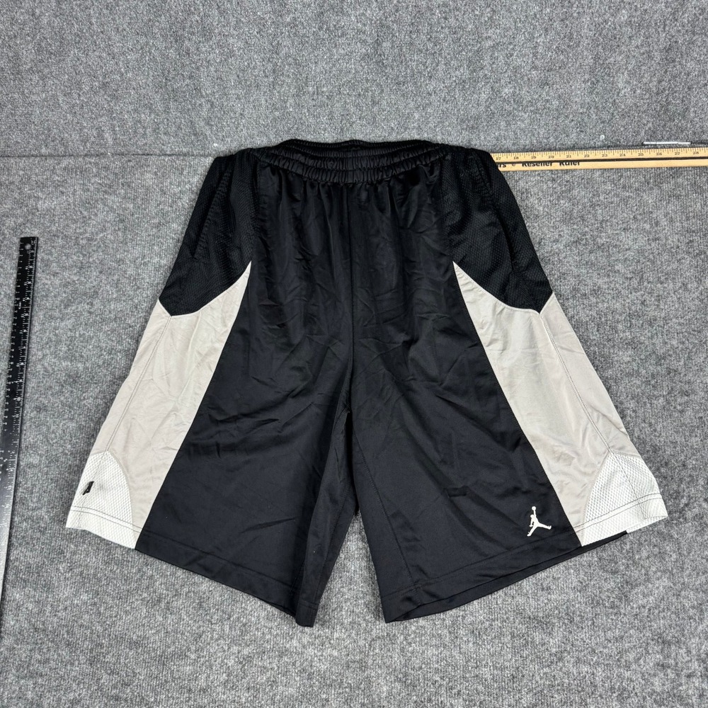 Jordan Shorts Mens Size XL Black Grey Mesh Athletic Basketball Jumpman Logo Rip